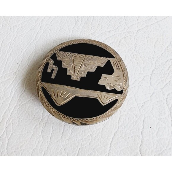 Vintage Mexico Sterling Silver Wood Aztec Mayan Pyramid Pendant Brooch 2" 15g - Picture 3 of 8